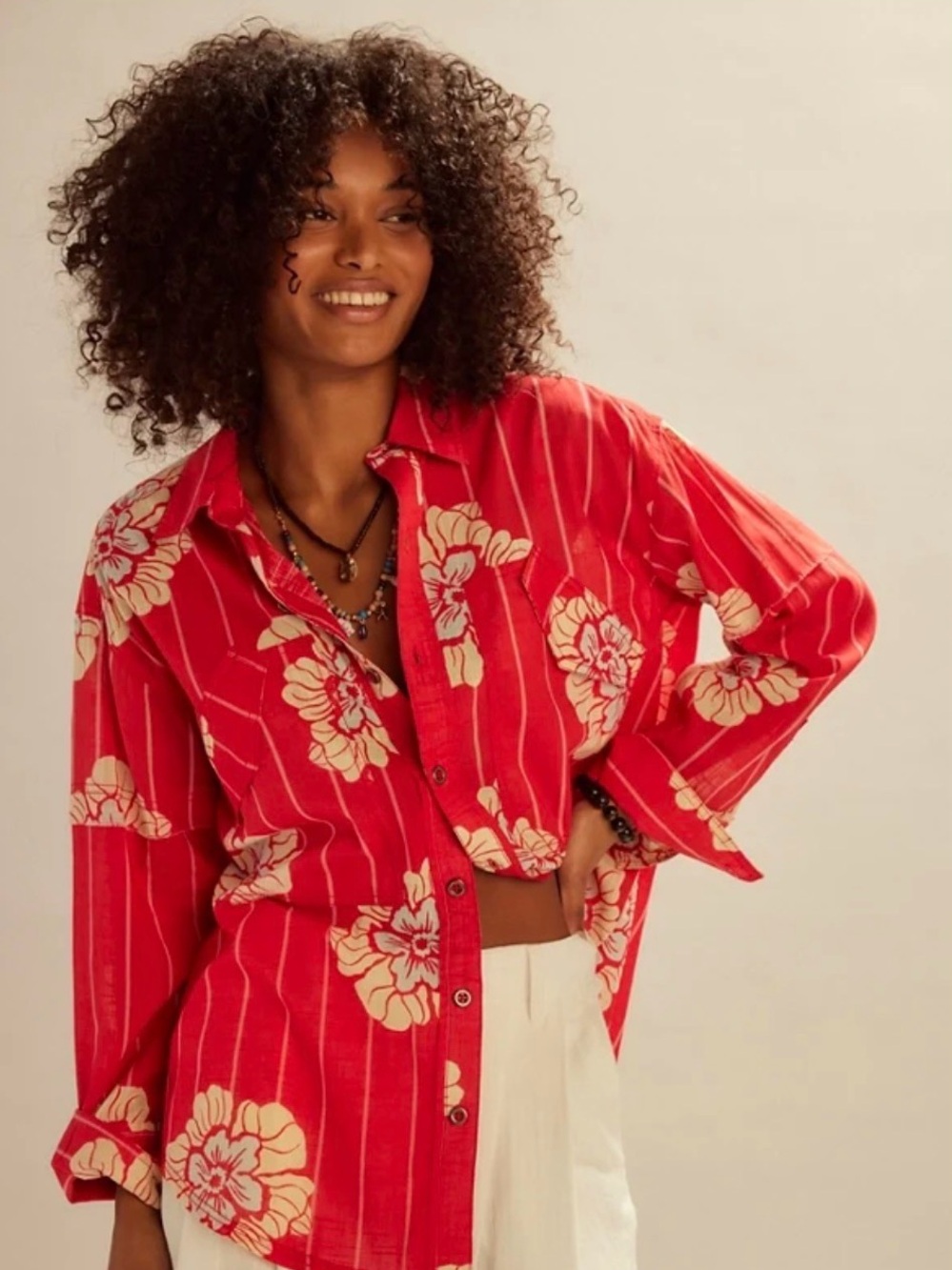 Free People Hidden Flower Camo Button-Down Shirt